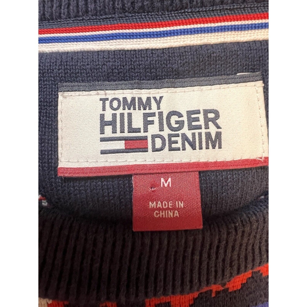 Tommy Hilfiger Denim Men's M "Tommy" Print Crew Neck Sweater Red White & Blue - Picture 5 of 8